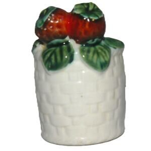 Vintage Ceramic Strawberry-Top Toothpick Holder Vase Japan MCM Cottage Core